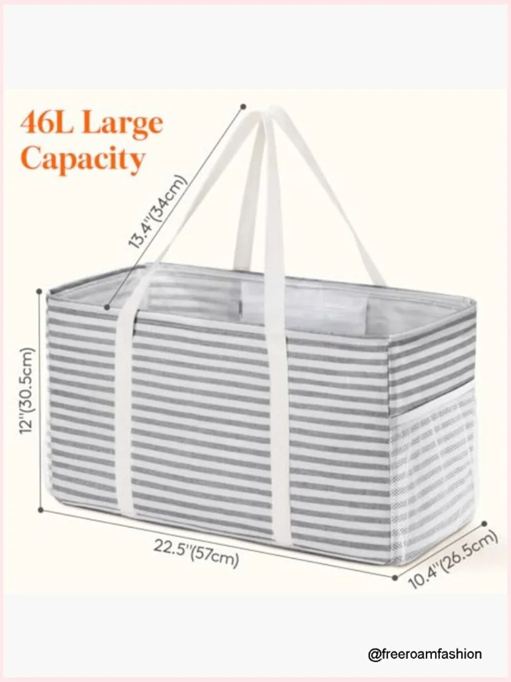Extra Large Tote Bag, Reusable Grocery Bags with Wire Frame, Standing Foldable